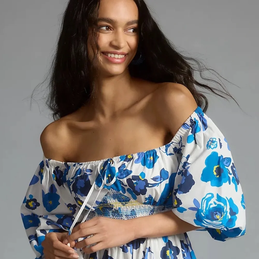Plenty by Tracy Reese Off-The-Shoulder Puff-Sleeve Smocked Midi Dress - Picture 5 of 15